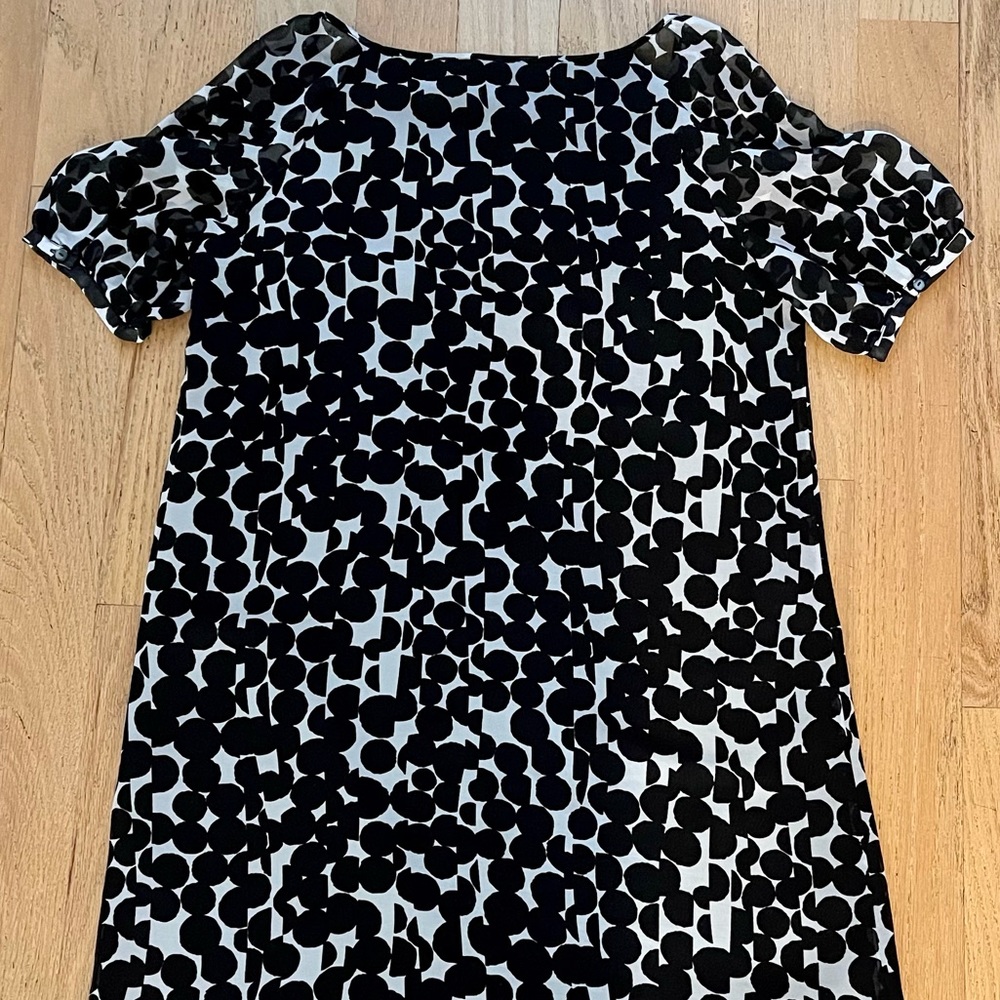 Uniqlo Circles Black & White Chiffon Dress, sz M - Picture 6 of 11